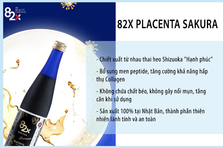 Review 82x Placenta Sakura Premium nước uống đẹp da Nhật Bản